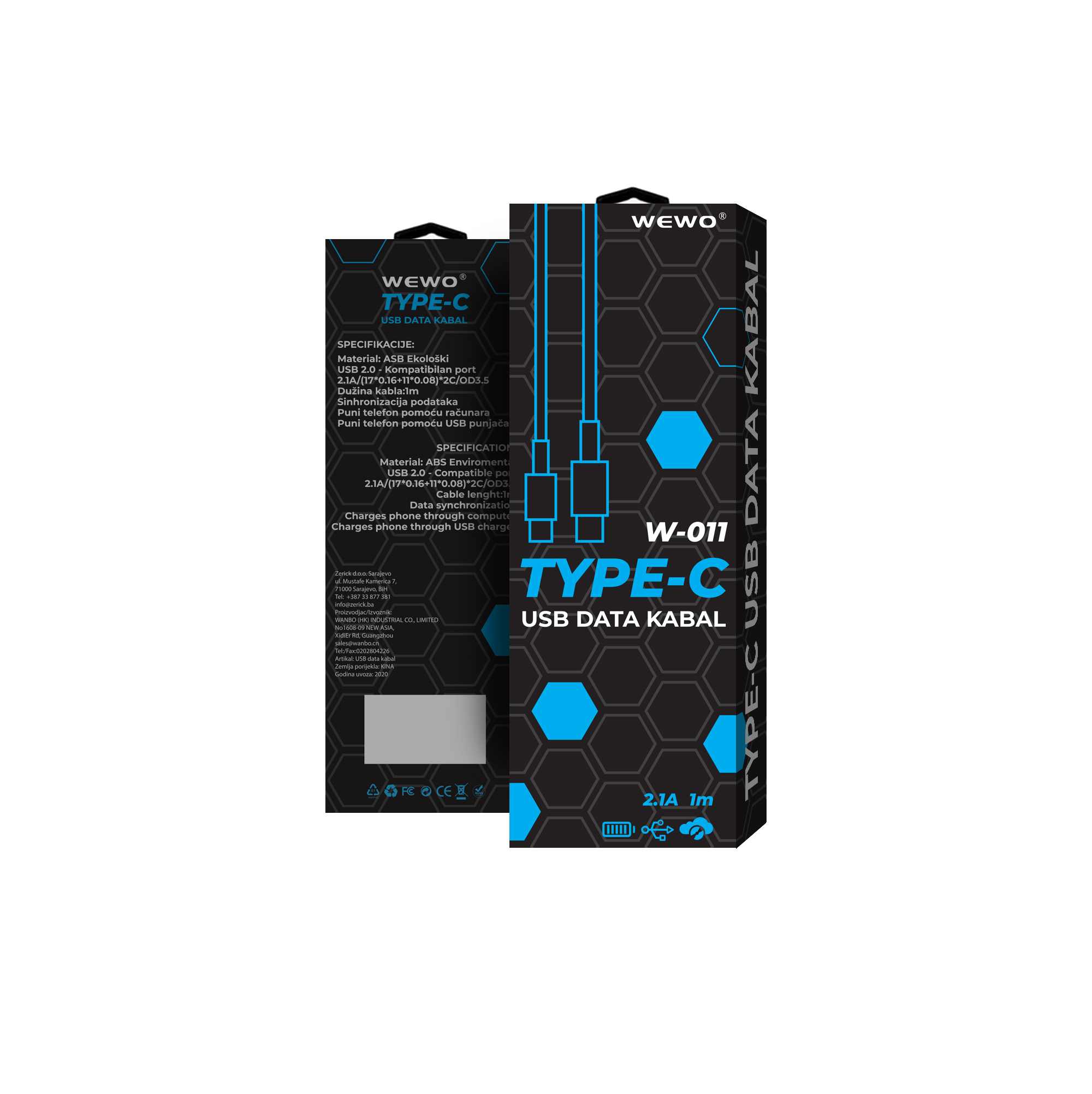 USB DATA KABAL TYPE-C 1M 2.1A WEWO