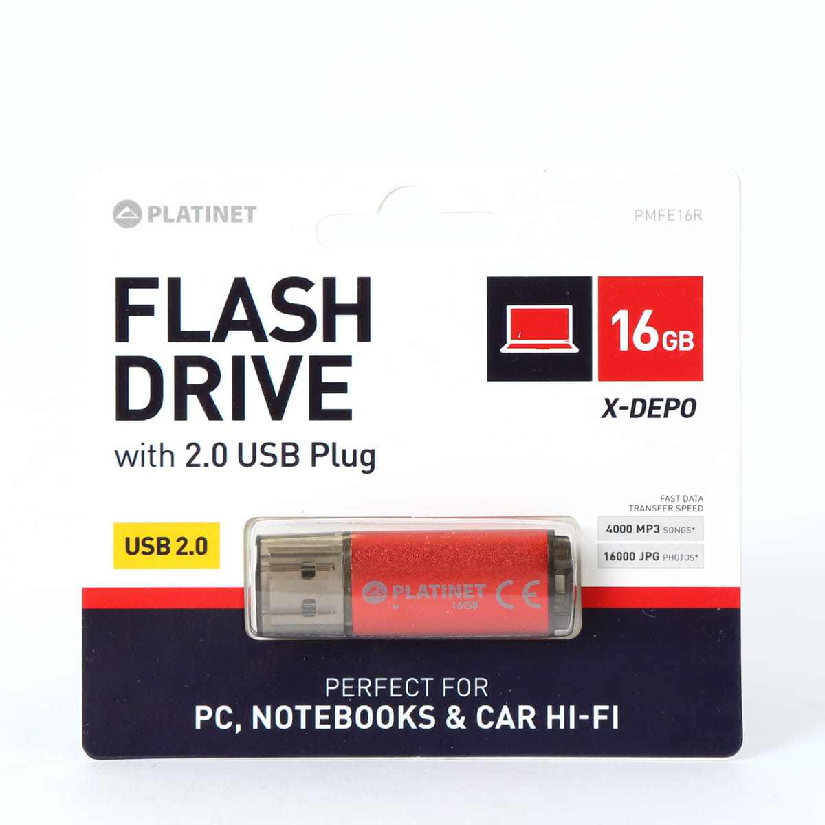 PLATINET PENDRIVE 16GB USB 2.0 X-Depo CRVENA [42174]