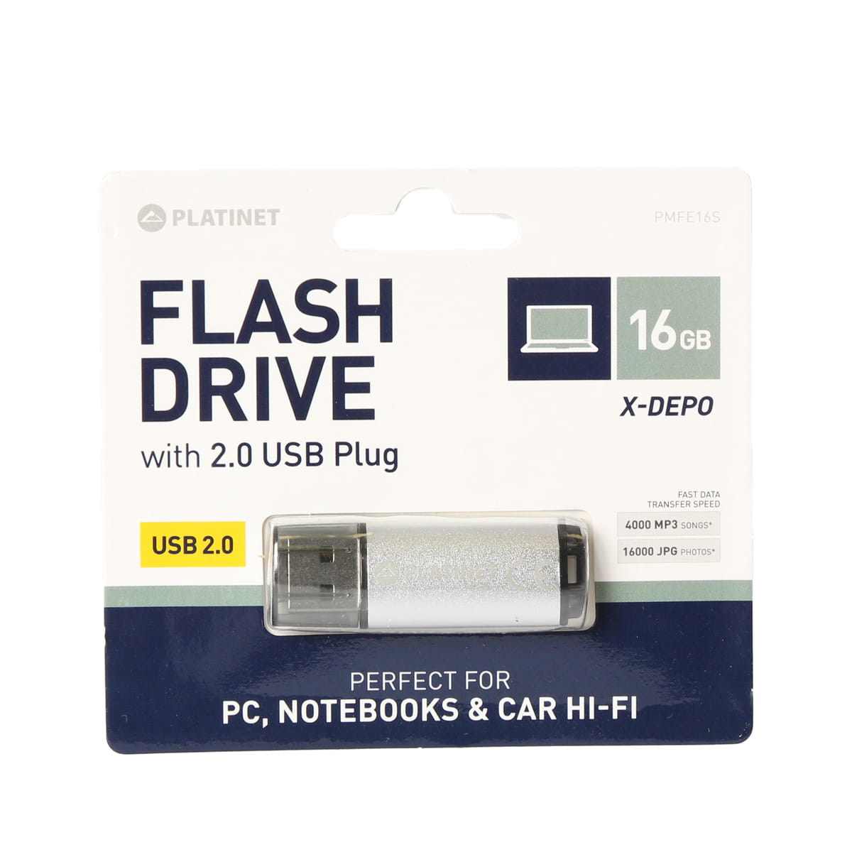 PLATINET PENDRIVE 16GB USB 2.0 X-Depo SREBRENA [42175]