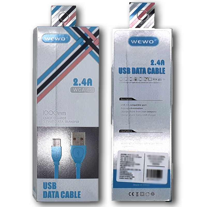 BRZI USB DATA KABAL WCA-05 IPHONE 2,4A 1M PLAVA WEWO
