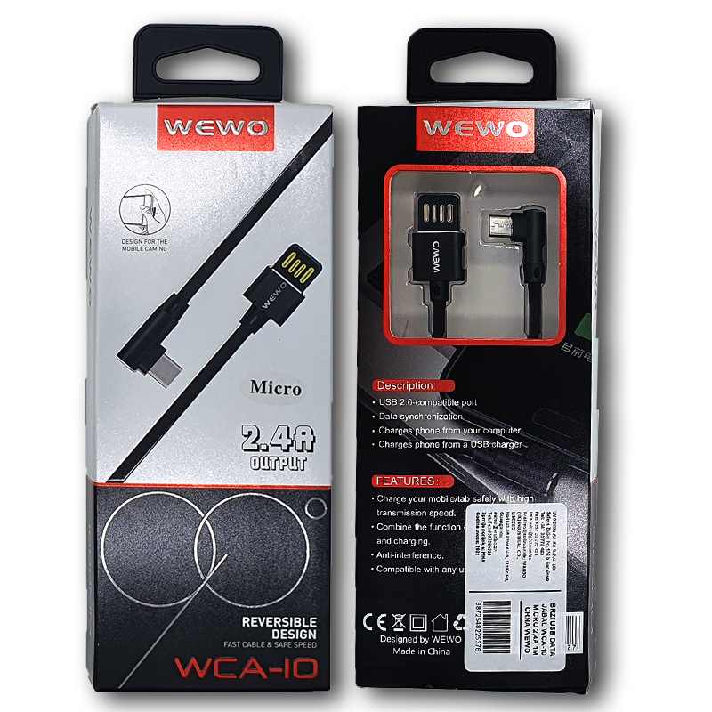 BRZI USB DATA KABAL WCA-10 MICRO 2,4A 1M CRNA WEWO