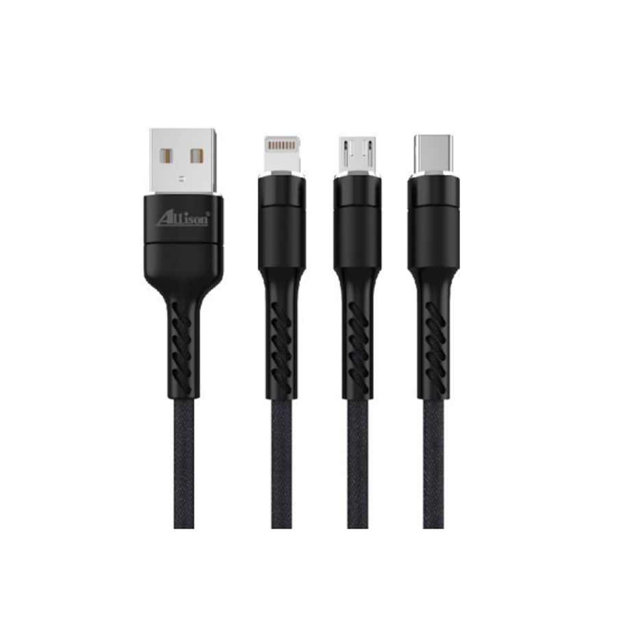 BRZI USB DATA KABAL 3U1 2,4A ALS-C53 1200MM CRNI