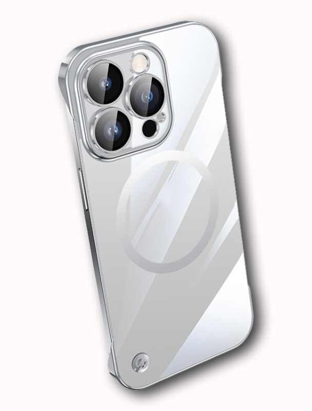 FRAMELESS 14 PRO MAX SILVER IPHONE FUTROLA