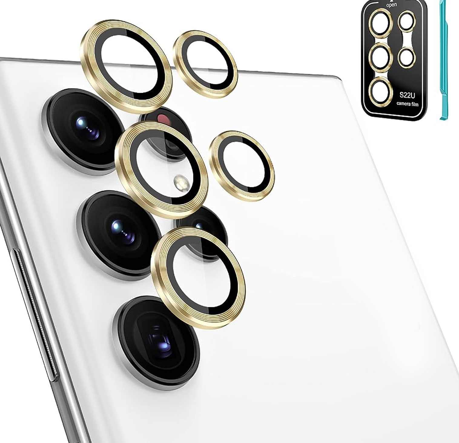 POSITIONER STAKLO KAMERE METAL SAMSUNG S22 ULTRA ZLATNA