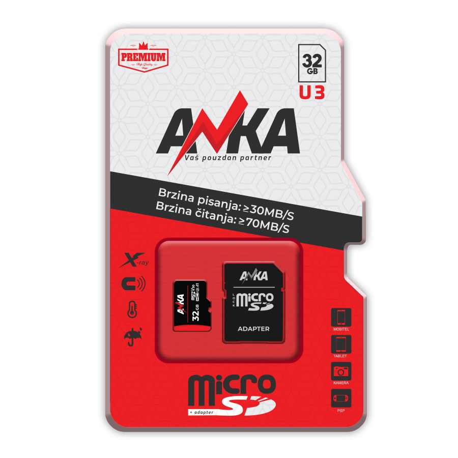 MICRO SD CARD 32GB U3 WS30MB/S RS70MB/S ANKA