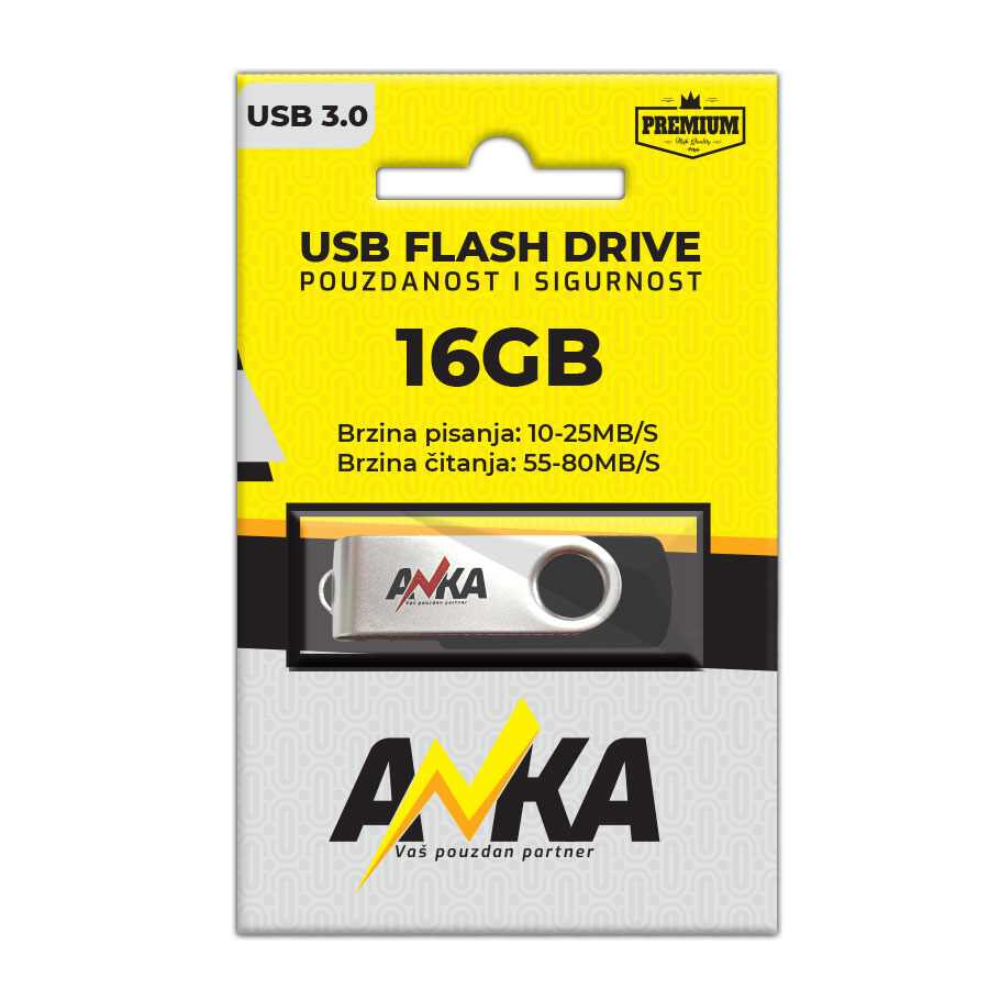 USB FLASH DRIVE METAL 16GB 3.0 WS 10-25MB/S RS 55-80MB/S ANKA