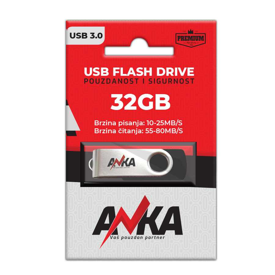 USB FLASH DRIVE METAL 32GB 3.0 WS 10-25MB/S RS 55-80MB/S ANKA