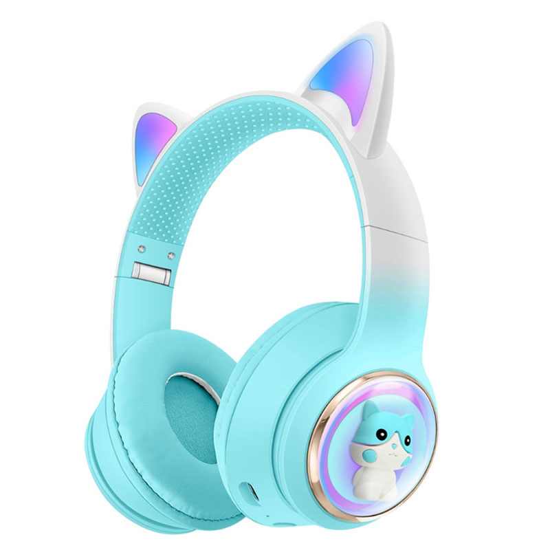 BLUETOOTH SLUSALICE AKZ-60 CAT EAR 5.3BT PLAVA