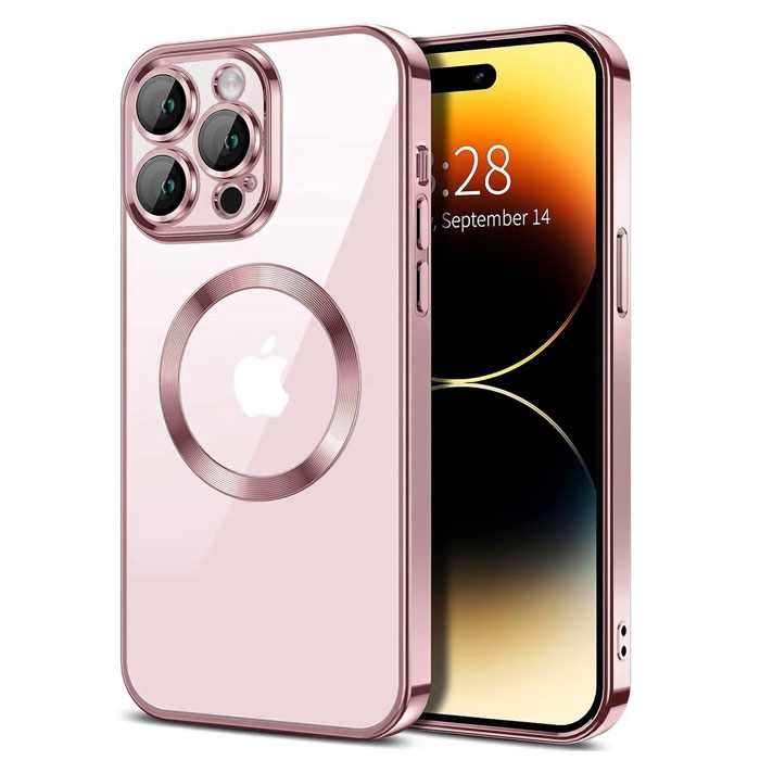 MAGSAFE SILIKON IPHONE 15 PRO ROSE GOLD SA ZASTITOM KAMERE
