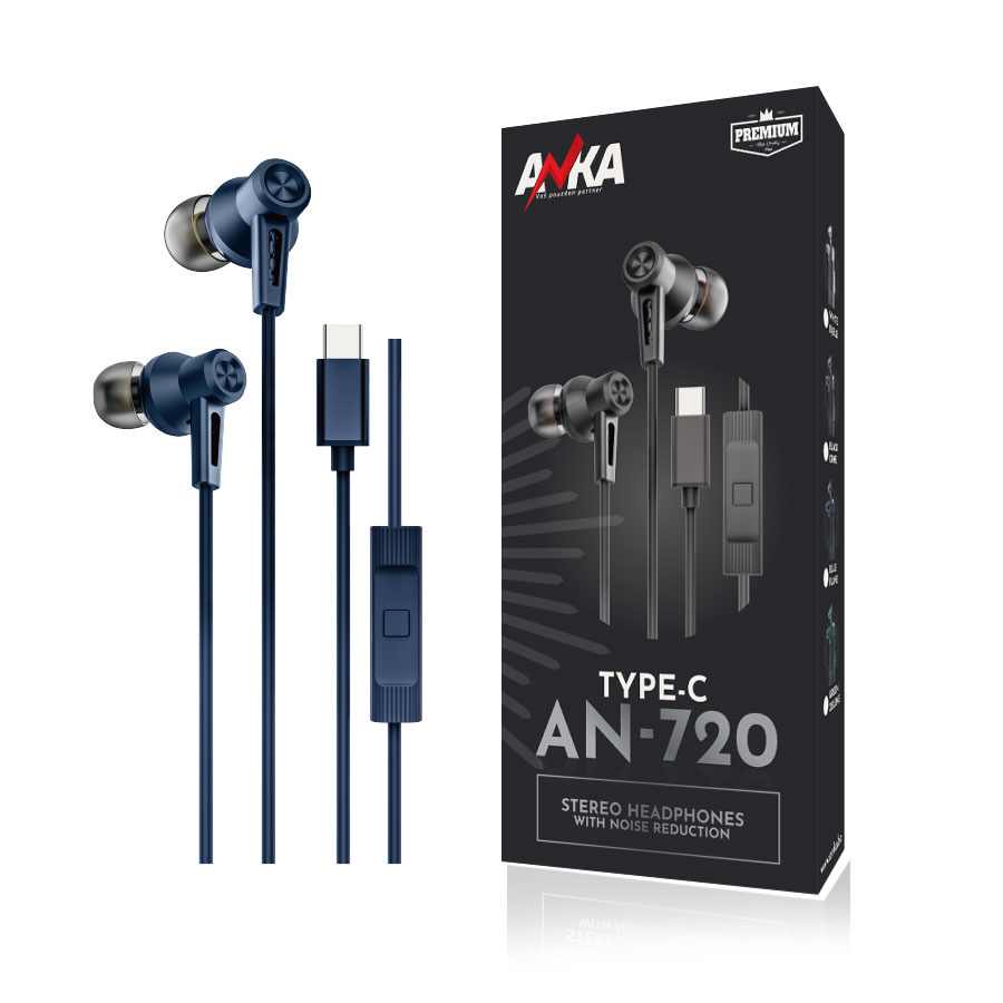 STEREO SLUSALICE AN-720 TYPE-C SA PONISTAVANJEM BUKE PLAVE
