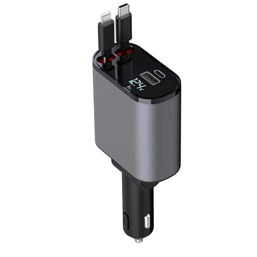 SUPER BRZI AUTO PUNJAC PT-16 60W SA DISPLEJOM TYPE-C LIGHTNING KABAL NA IZVLACENJE 800MM