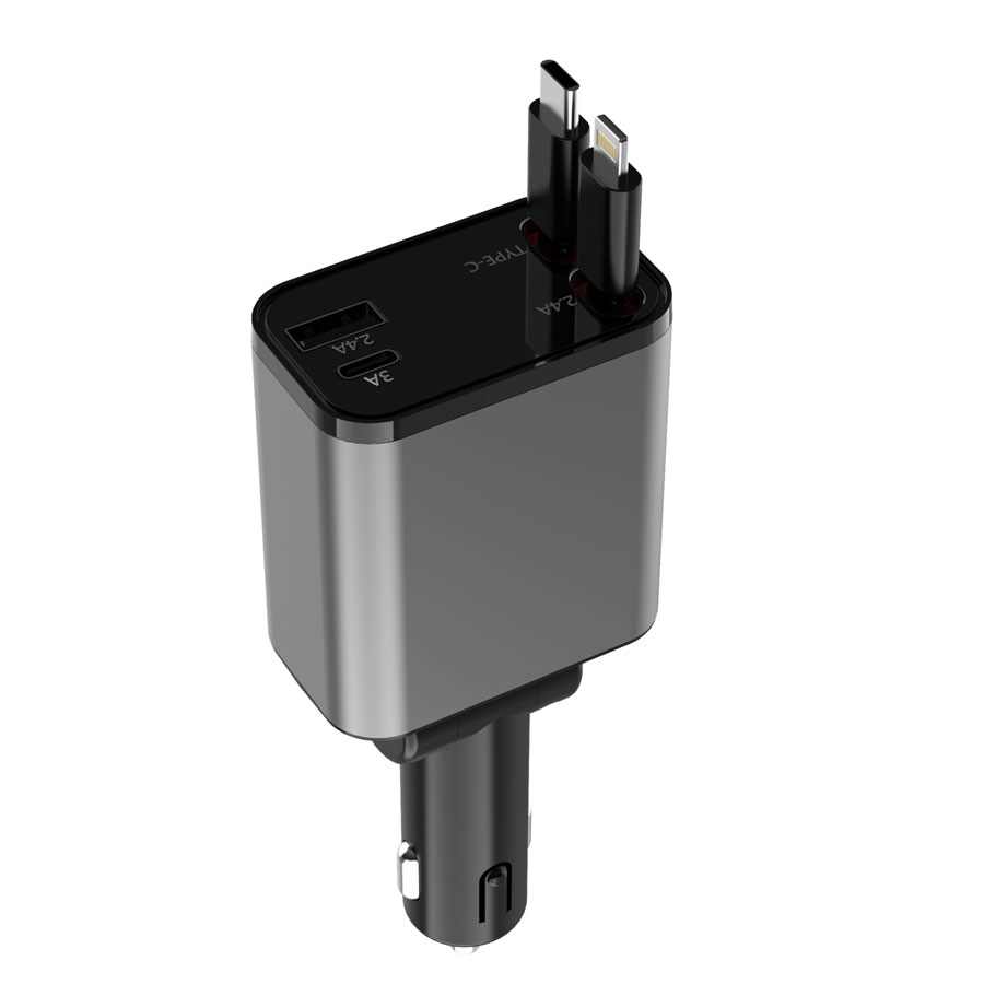 SUPER BRZI AUTO PUNJAC PT-27 50W TYPE-C LIGHTNING KABAL NA IZVLACENJE 800MM