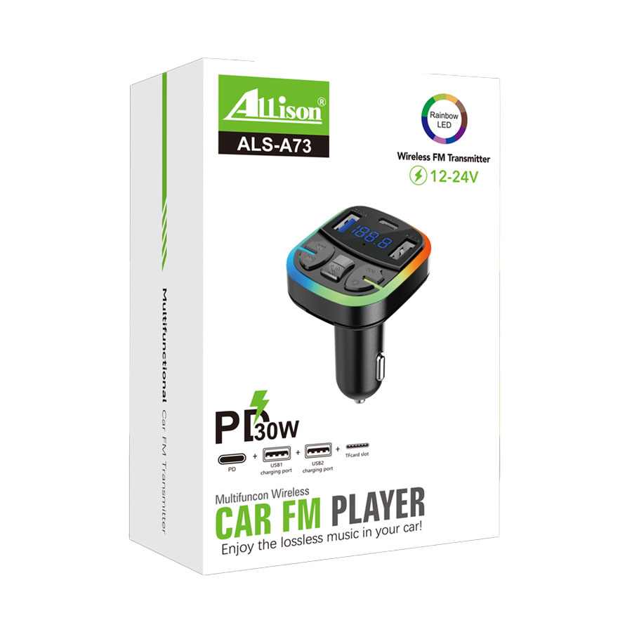 BLUETOOTH FM TRANSMITER ALS-A73 PD 30W 2USB TF CARD SLOT