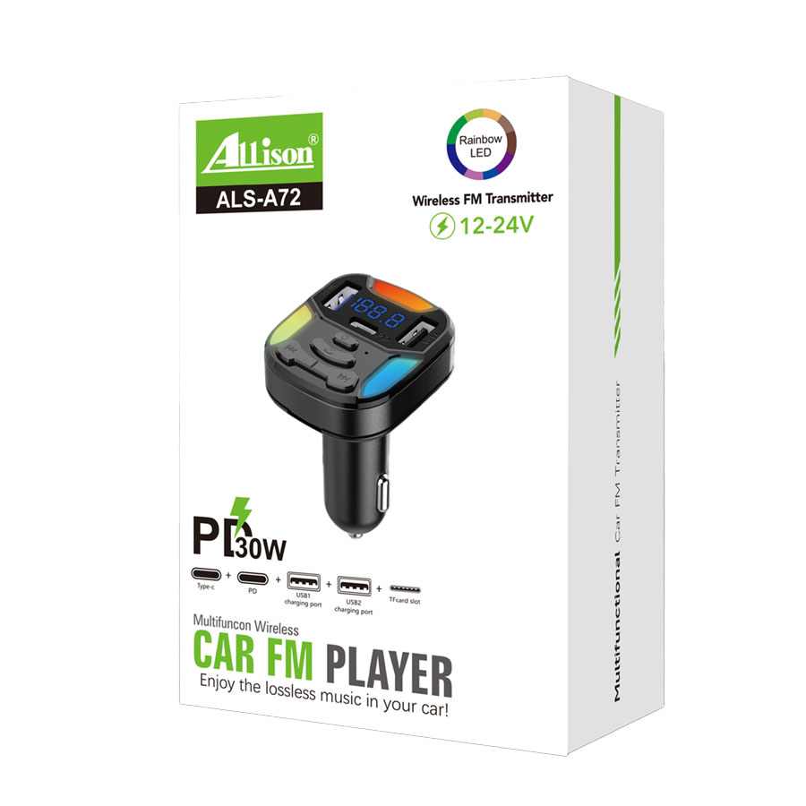 BLUETOOTH FM TRANSMITER ALS-A72 PD 30W 2USB TF CARD SLOT