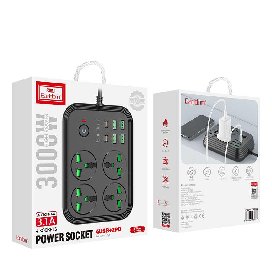 PRODUZNI KABAL ES-SC25 SA 4 UTICNICE 2PD 4 USB 2M EARLDOM